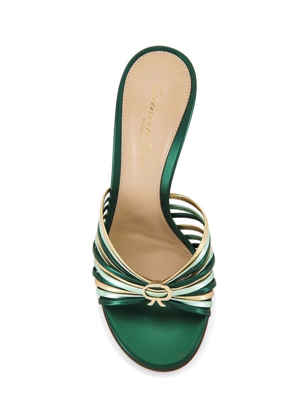 NWT Gianvito Rossi Green/Gold Leather Stiletto Sandals Size EU39.5 - Picture 4 of 11